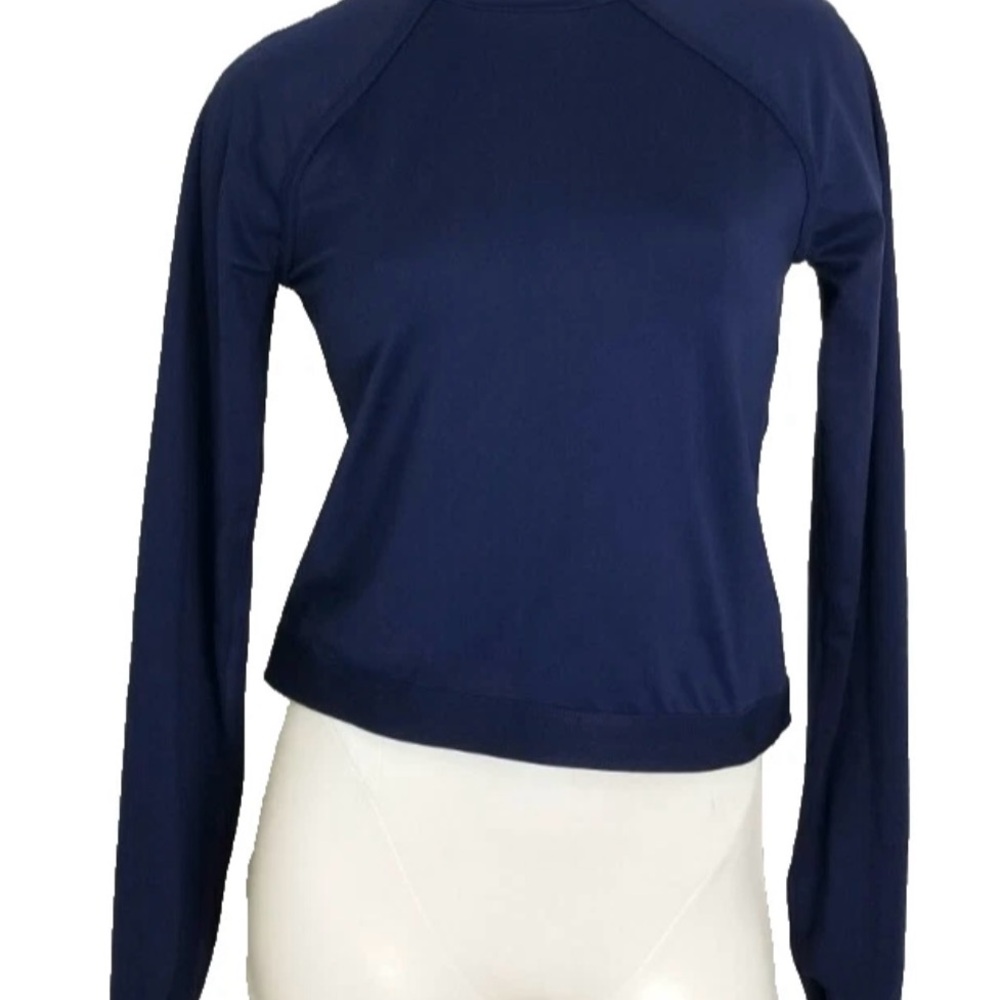 NEW J. Crew X New Balance Women’s Navy Cropped Workout Long Sleeve Top Size XL